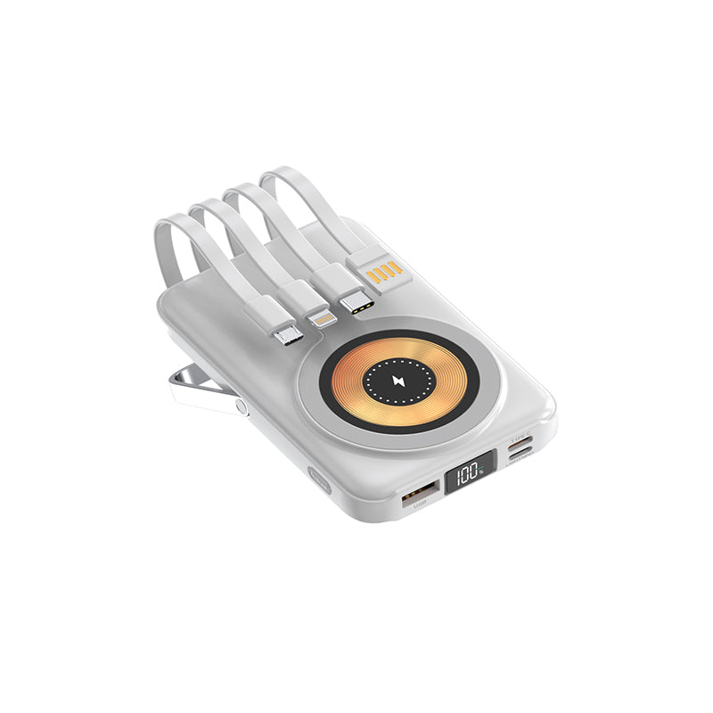 10000mAh 10W MagSafe Power Bank with 4-in-1 Portable Charger Built-in Cables.