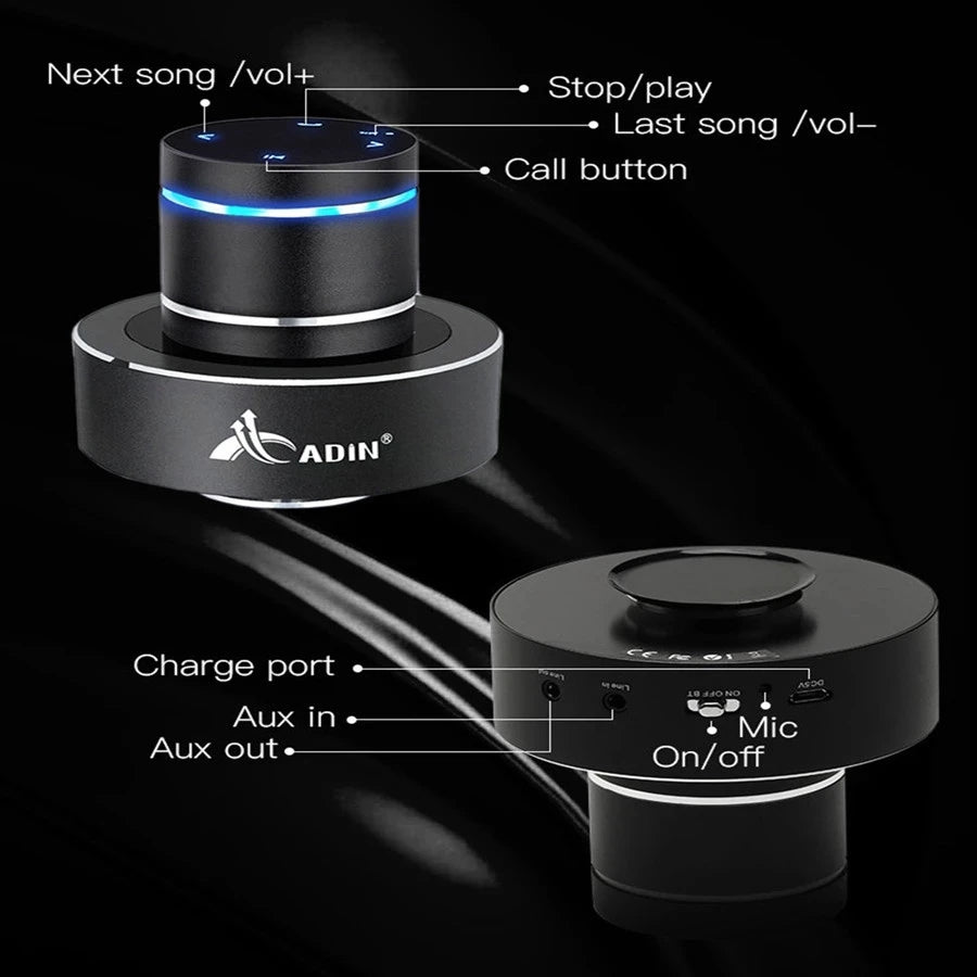 Adin 26w Metal Vibration Bluetooth Speaker Resonance Touch Stereo Bass Mini Portable Wireless Subwoofer Mic Speakers For Phone