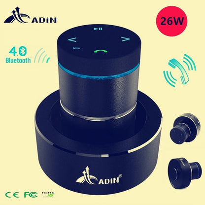 Adin 26w Metal Vibration Bluetooth Speaker Resonance Touch Stereo Bass Mini Portable Wireless Subwoofer Mic Speakers For Phone