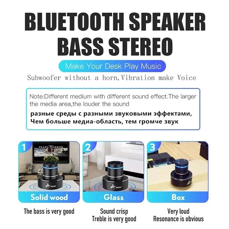 Adin 26w Metal Vibration Bluetooth Speaker Resonance Touch Stereo Bass Mini Portable Wireless Subwoofer Mic Speakers For Phone