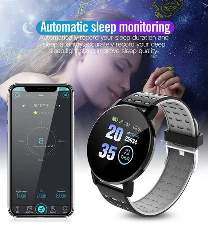 119 Plus Smart Bracelet Blood Pressure Waterproof Round Smartwatch Men Women Sport Fitness Tracker Monitor Watch For Android Ios