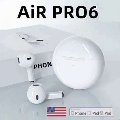 Original Air Pro 6 TWS Wireless Bluetooth Earphones Mini Pods Earbuds Earpods Headset For Xiaomi Android Apple iPhone Headphones