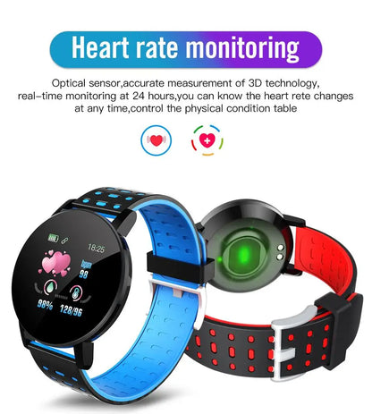 119 Plus Smart Bracelet Blood Pressure Waterproof Round Smartwatch Men Women Sport Fitness Tracker Monitor Watch For Android Ios