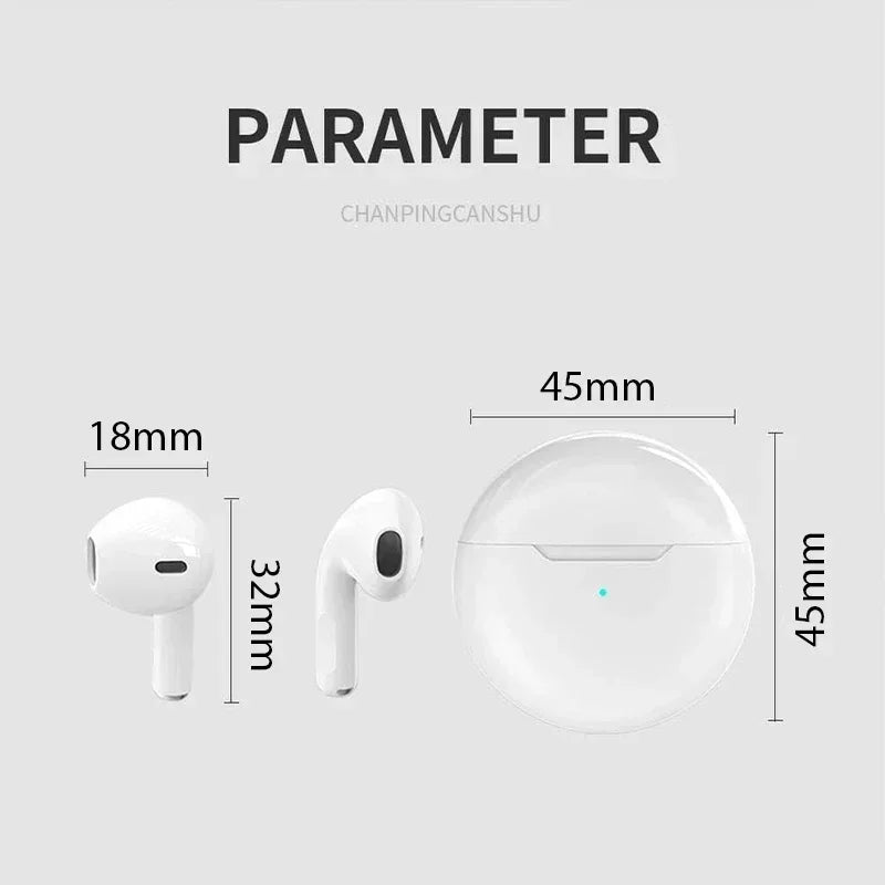 Original Air Pro 6 TWS Wireless Headphones Fone Bluetooth Earphones Mic Pods InEar Earpods Pro6 Earbuds sport Headset For Xiaomi