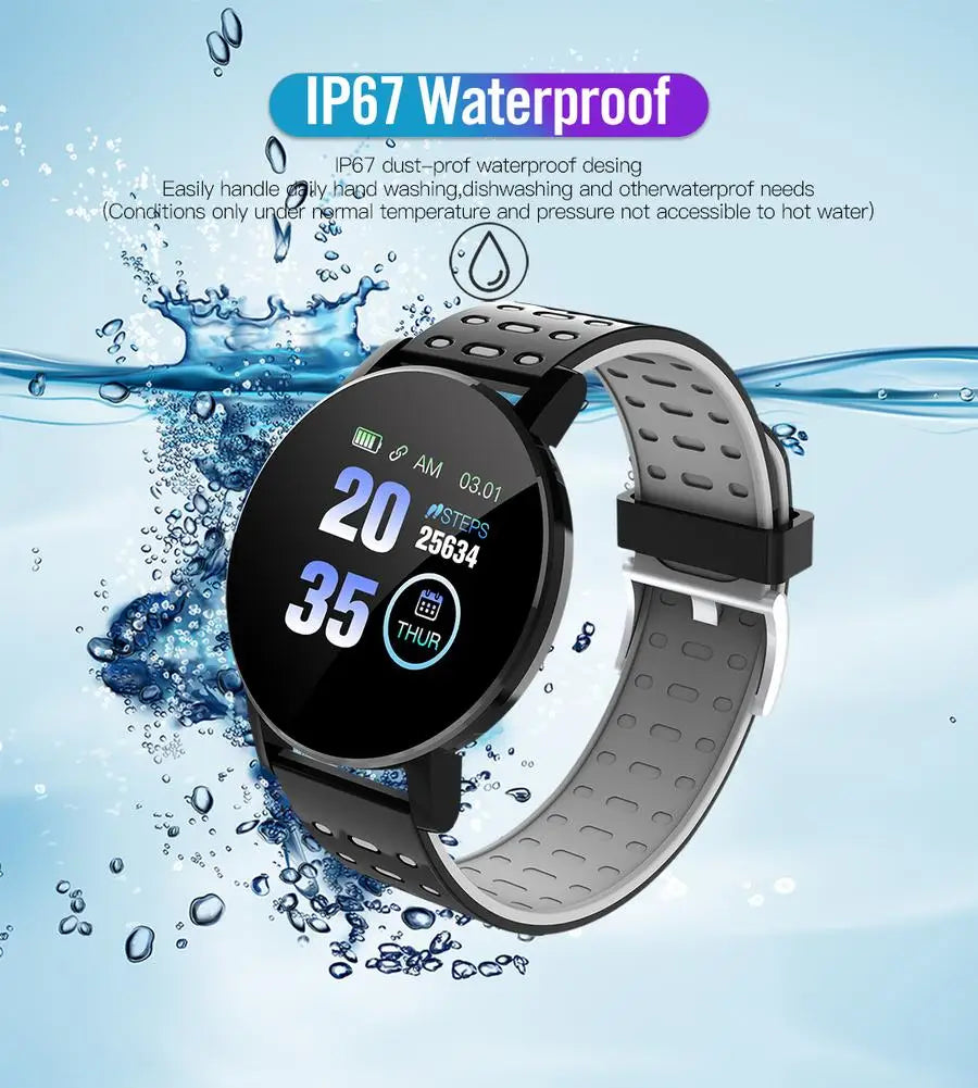 119 Plus Smart Bracelet Blood Pressure Waterproof Round Smartwatch Men Women Sport Fitness Tracker Monitor Watch For Android Ios