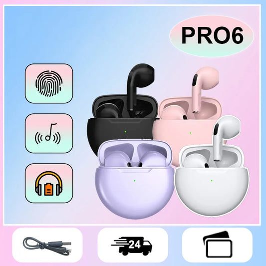 Original Air Pro 6 TWS Wireless Bluetooth Earphones Mini Pods Pro6 Earbuds Earpods Handfree Headset For Xiaomi Apple Headphones