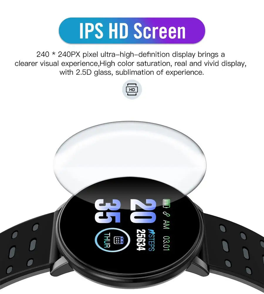 119 Plus Smart Bracelet Blood Pressure Waterproof Round Smartwatch Men Women Sport Fitness Tracker Monitor Watch For Android Ios