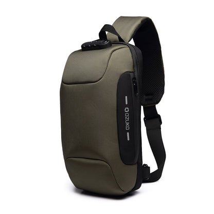 USB Anti-Theft Men's Chest Bag: Korean Casual, Waterproof Shoulder Bag.