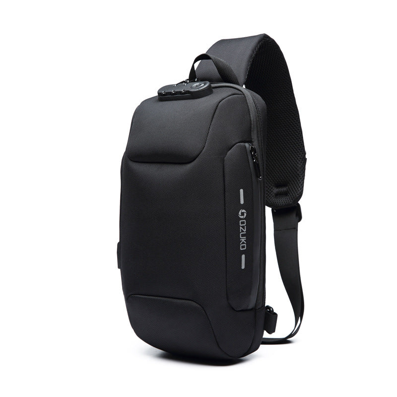 USB Anti-Theft Men's Chest Bag: Korean Casual, Waterproof Shoulder Bag.