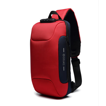 USB Anti-Theft Men's Chest Bag: Korean Casual, Waterproof Shoulder Bag.