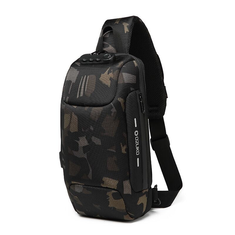 USB Anti-Theft Men's Chest Bag: Korean Casual, Waterproof Shoulder Bag.