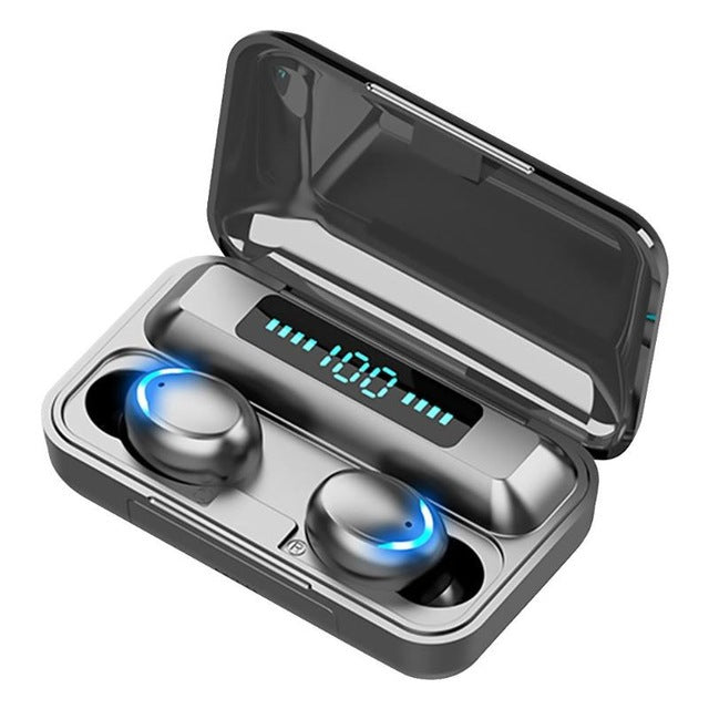 Smurf F9-6 Bluetooth headset: Crescent box design, vertical-point, superior earplugs.