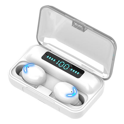 Smurf F9-6 Bluetooth headset: Crescent box design, vertical-point, superior earplugs.