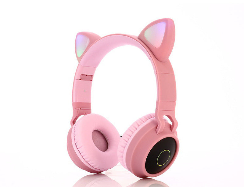 Factory wholesale cross-border hot style net red glowing cartoon head-mounted girl cat ear wireless bluetooth headset