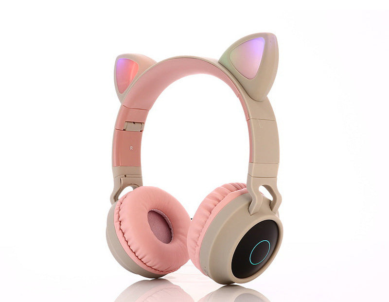 Factory wholesale cross-border hot style net red glowing cartoon head-mounted girl cat ear wireless bluetooth headset