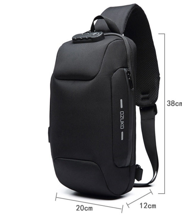 USB Anti-Theft Men's Chest Bag: Korean Casual, Waterproof Shoulder Bag.