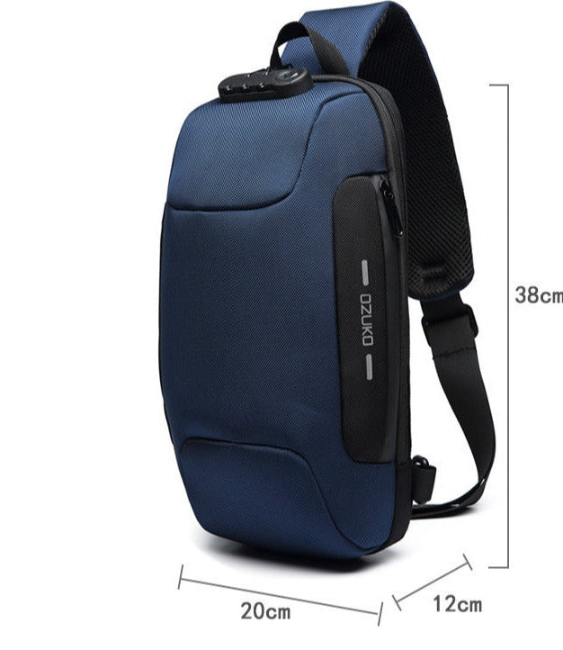 USB Anti-Theft Men's Chest Bag: Korean Casual, Waterproof Shoulder Bag.