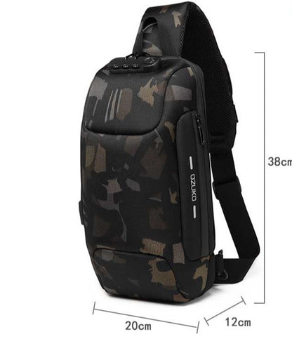 USB Anti-Theft Men's Chest Bag: Korean Casual, Waterproof Shoulder Bag.