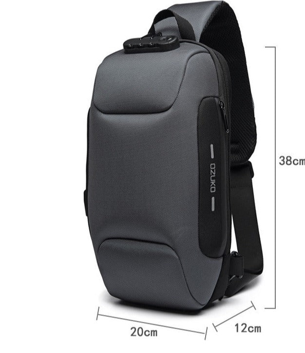 USB Anti-Theft Men's Chest Bag: Korean Casual, Waterproof Shoulder Bag.