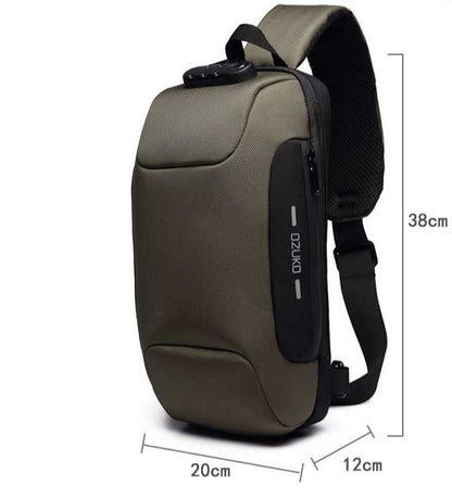 USB Anti-Theft Men's Chest Bag: Korean Casual, Waterproof Shoulder Bag.